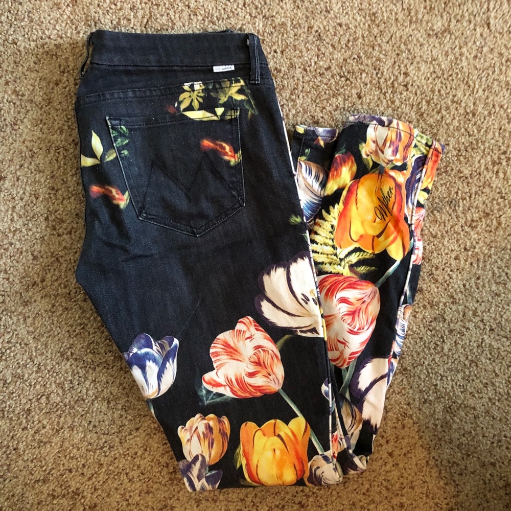 Mother floral printed jeans